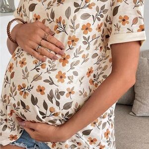 Floral Maternity Top - Cream and Orange